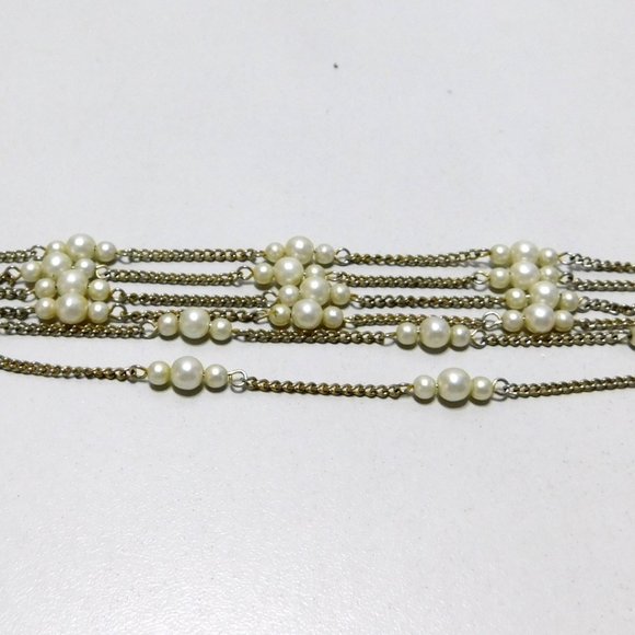 Beaded Faux Pearl 6 Strand Bracelet 7 5/8" Long - Picture 5 of 7
